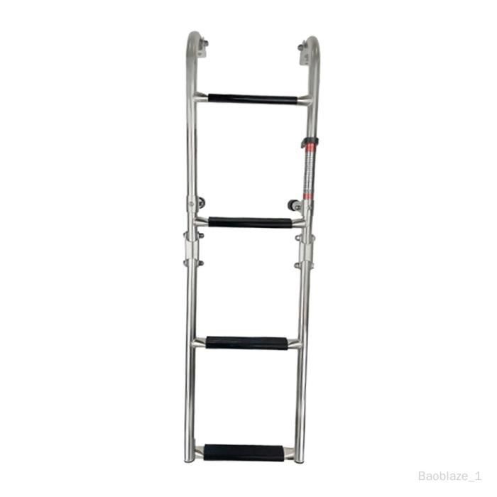 Échelle De Piscine Pliable En Acier Inoxydable 4 Marches Charge 227kg Patins Antiderapants Ponton Bateau Quai Yacht