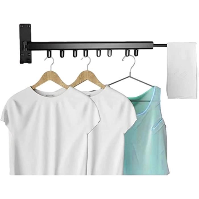 Étendoir à linge mural en acier inoxydable, porte-serviettes, aération pliable, 5 tiges, sèche-linge pliable (100 cm/39,4 pouces), grande capacité