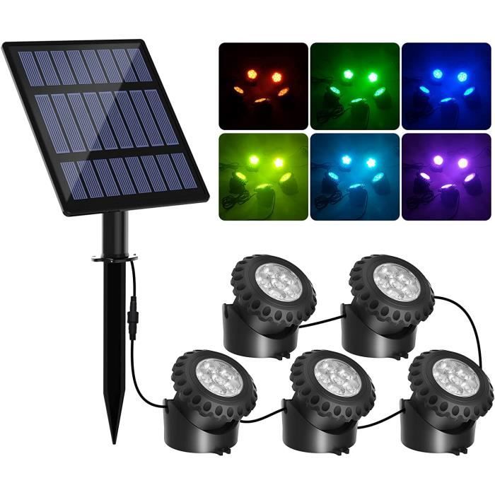 Projecteurs Solaires Submersibles CORESLUX - 2 Lampes LED RGB IP68 Pour Piscine, étang, Jardin - Éclairage Solaire
