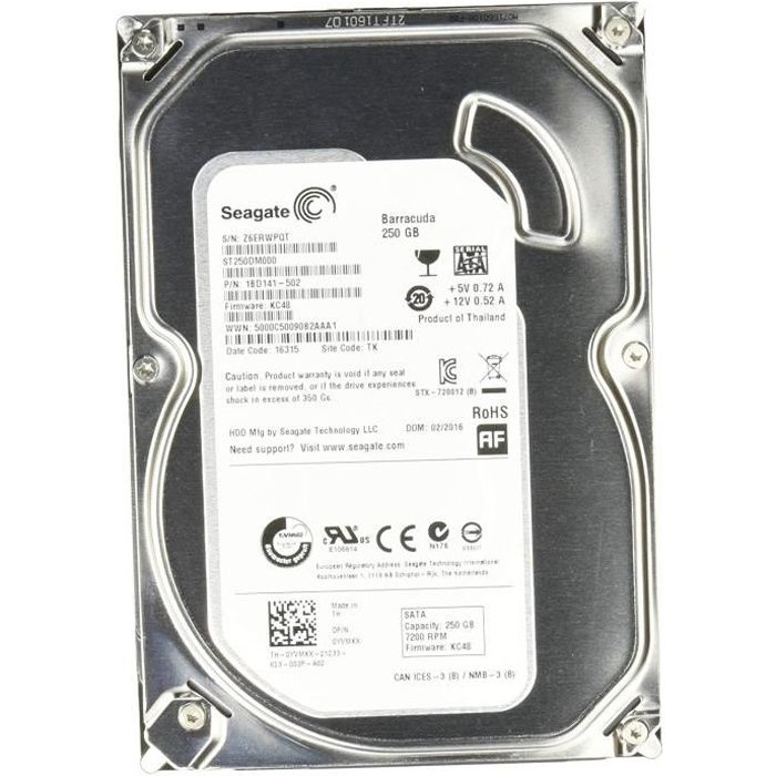 Seagate ST250DM000 Barracuda Disque dur interne 35 SATA III 7200 tours-min 250 Go