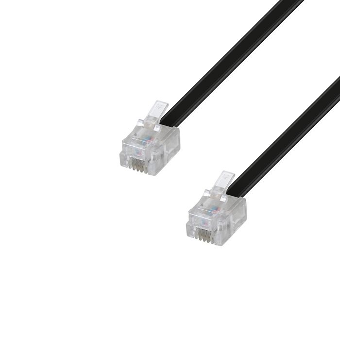 Câble RJ11 2m M/M pour Téléphone fixe et ADSL WAYTYEX 39002 Câble Plat RJ11 Longueur 2,00 m - Noir