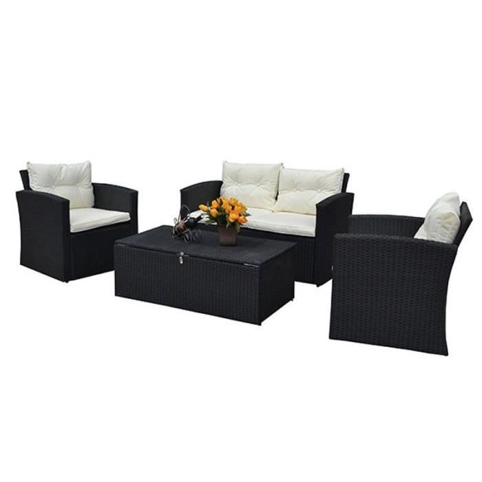 Salon De Jardin Resine Tressee Coffre De Rangement Pour Coussins
