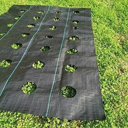 Lot de 2 blocs anti-mauvaises herbes de 90 x 370 cm avec trou de