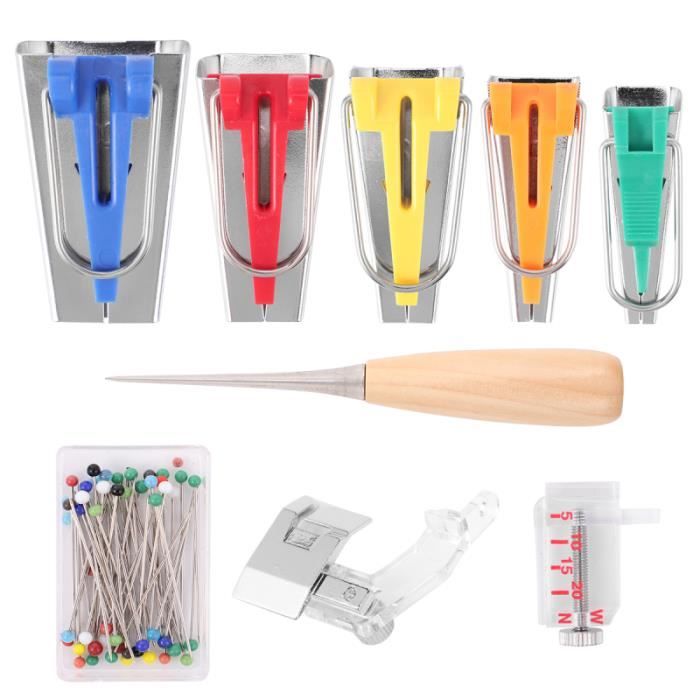 Kit Fabrication Ruban Biais - 4 Tailles (6-25mm) + Pied Presseur + Poinçon - Couture DIY