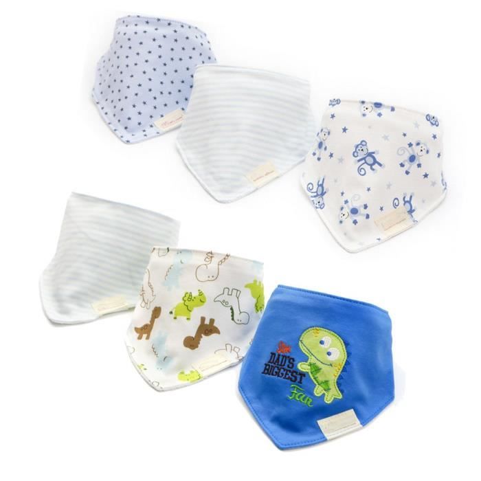Casa Lot de 6 Bavoirs B/éb/é Bandana Bavoir avec Boucle R/églable Unisexe Triangulaire Bavettes Bandanas pour b/éb/é Gar/çons et Filles 0-36 mois