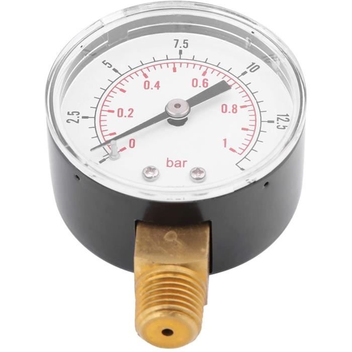 Connexion inférieure 1/4 BSPT 0-100 psi, 0-7 bar Manomètre 1/4 BSPT Durabilité Lectures claires pour l'industrie minière pour mesure de la pression domestique 