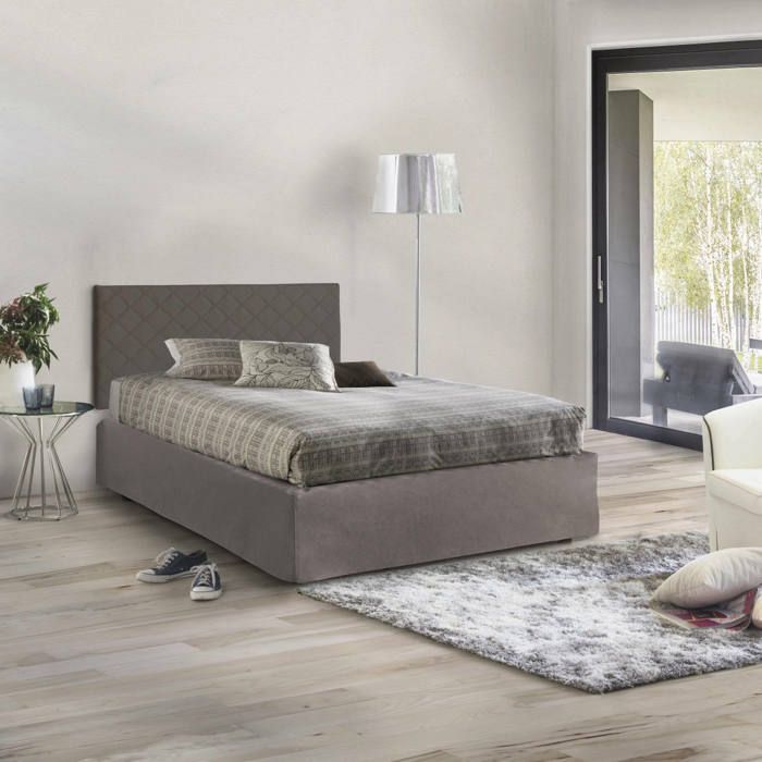 Dmora - Lit queen size Clea 130x5h60 cm gris tourterelle Panneau effet bois et Similcuir Dmora - Lit queen size Clea 130x5h60 cm gris tourterelle Panneau effet bois et Similcuir