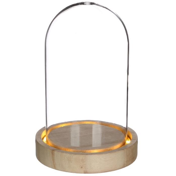 Cloche en verre avec socle lumineux - 10 x 15,5 cm