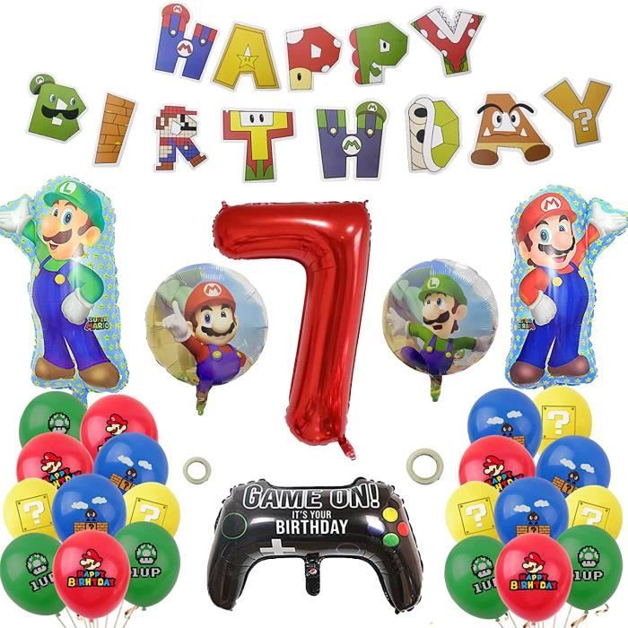 Lot Déco Anniversaire Gaming – Bannière + 9 Ballons En Aluminium – Thème Pixel – Pour Fête D'enfant Et Fans De Jeux Vidéo