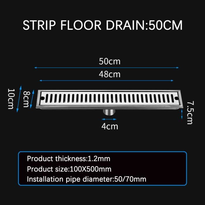 Bonde De Sol Carrée Inox 100x100 Mm - Drain De Douche Avec Grille Chromée