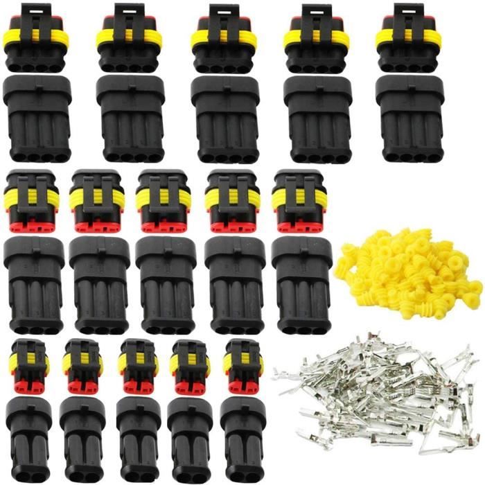 Lot De 2 Connecteurs électriques étanches 12 Broches - Pour Voiture, Camion, Bateau, Moto - Montage Facile