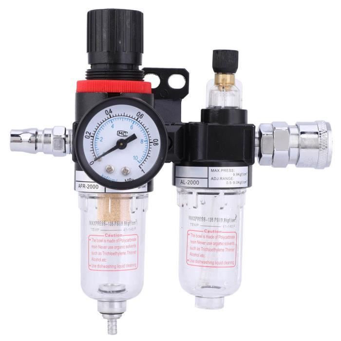 Fydun filtre de compresseur d'air Filtre séparateur huile-eau G1 / 4 avec connecteur rapide AFC2000 + unité d'alimentation en air
