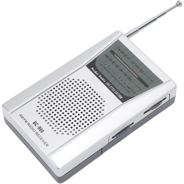 Radio Portable AM/FM Rétro - Alimentation Piles AA - Haut-Parleur Intégré & Prise Casque - Pour Extérieur & Urgence