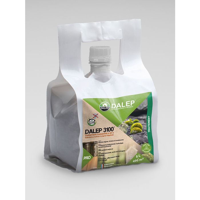 Traitement anti-algues toiture et façade - DALEP - DALEP 3100 - Concentré 2 en 1 - Fongicide et hydrofuge - Poche 5 l