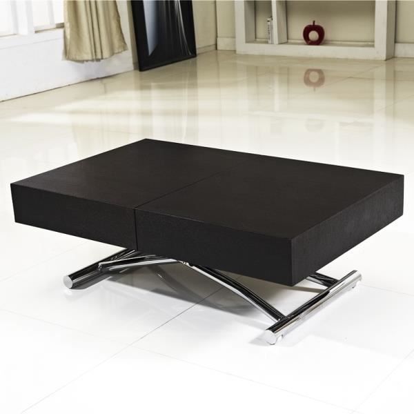 Table basse relevable extensible Elena bois noir - Cdiscount Maison