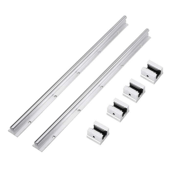 sourcing map 4pcs SK20 mouvement linéaire serrage en aluminium Rail Guide soutien à arbre Diamètre 20 mm