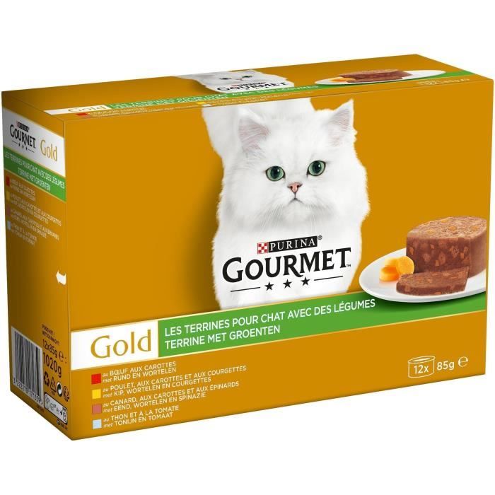 GOURMET Gold Les terrines aux légumes - Boîtes - Pour chat adulte - 12x85 g