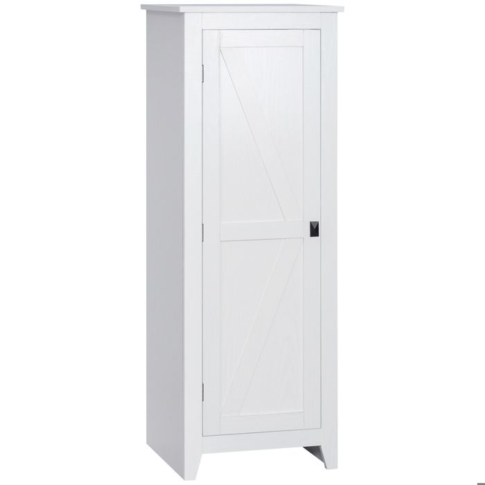 Armoire de rangement sur pieds - HOMCOM - gain de place style classique 2 étagères réglables - bois - 120H cm - blanc