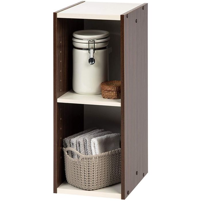Iris Ohyama Meuble de rangement Bibliothèque/ 2 Etagères modulables UB-6025 Marron L29 x P24.7 x H59.4 cm