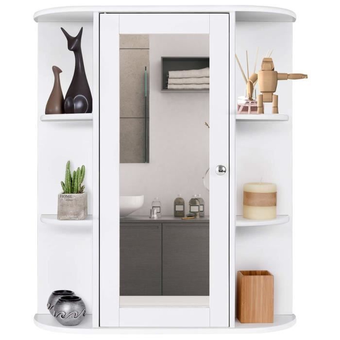 Jeobest Placard Murale Meuble Armoire Suspendue Blanc Avec Miroir Pour Salle De Bain Achat Vente Armoire De Toilette Jeobest Placard Murale Meu Soldes Sur Cdiscount Des Le 20 Janvier Cdiscount