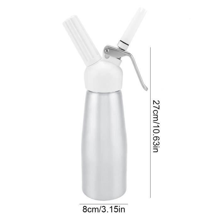 Siphon à Crème Chantilly 500ml - 3 Buses Inox + Brosse - Décoration Desserts, Glaces, Pâtisseries