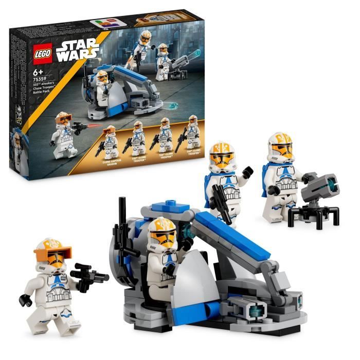 LEGO® Star Wars 75359 Pack de Combat des Clone Troopers de la 332e Compagnie d’Ahsoka, Jouet avec Véhicule Speeder