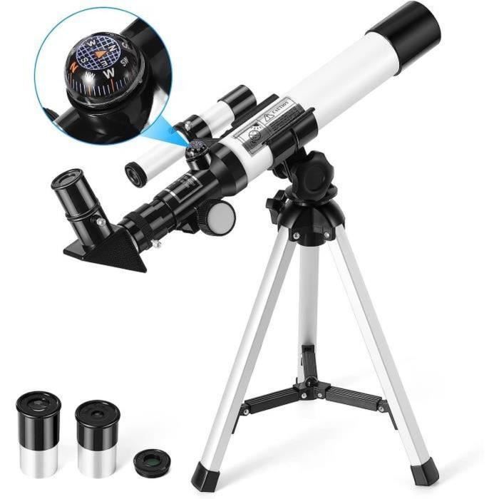 Télescope pour Enfants -Télescope Portable Astronomique avec Boussole et Télescope Réfracteur Trépied pour Enfants et Débutants A2