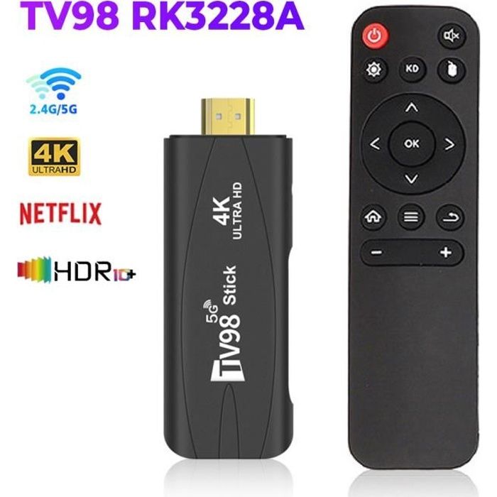 TV Box Stick Android TV HDR Set Top OS 4K BT5.0 WiFi 6 2.4&5.8G Android 10 Smart Sticks Lecteur MultiméDi