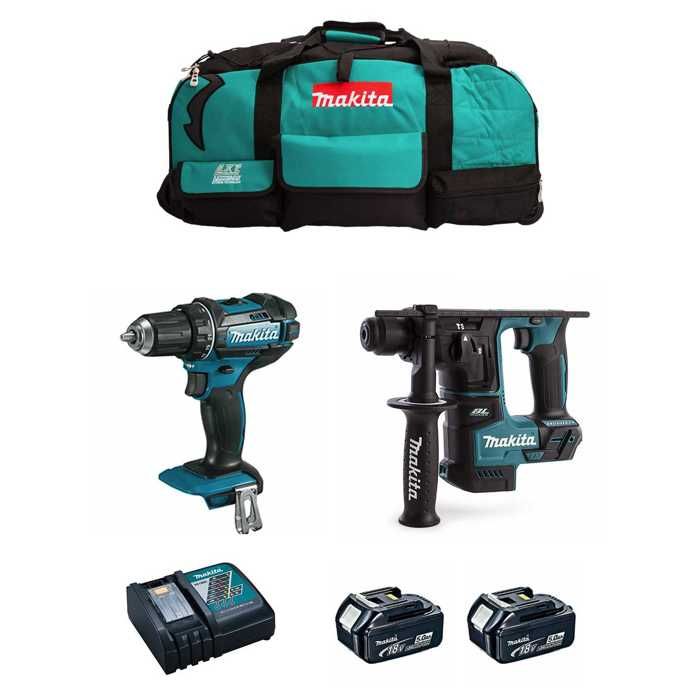 Kit MAKITA MK201 Perceuse Visseuse DDF482 Perforateur DHR171 2 x 5 0 Ah DC18RC LXT600