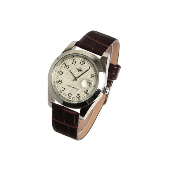 Montre-Michael John-Montre Bracelet Cuir Marron Classe Dateur Etanche Mactur - Marron Montre-Michael John-Montre Bracelet Cuir Marron Classe Dateur Etanche Mactur - Marron