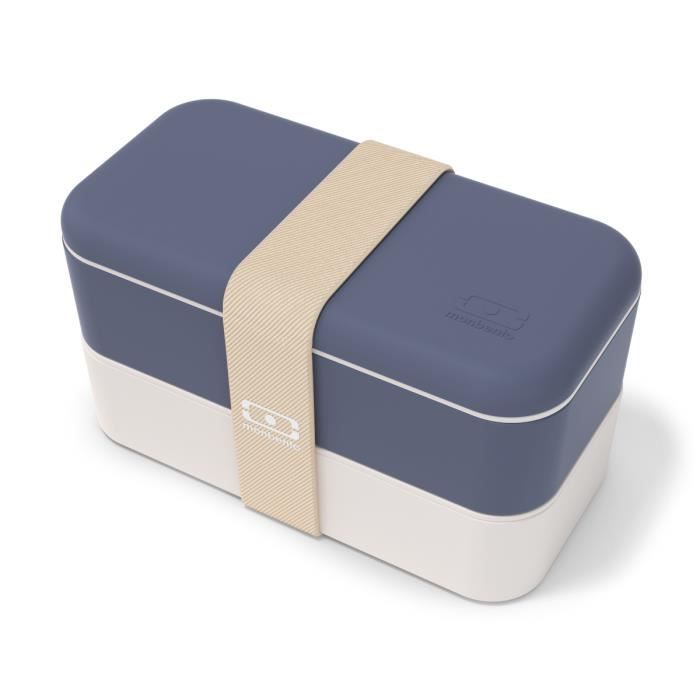 bento box - lunch box 2 compartiments - idéal pour travail/ecole - made in france - mb original bleu natural - monbento