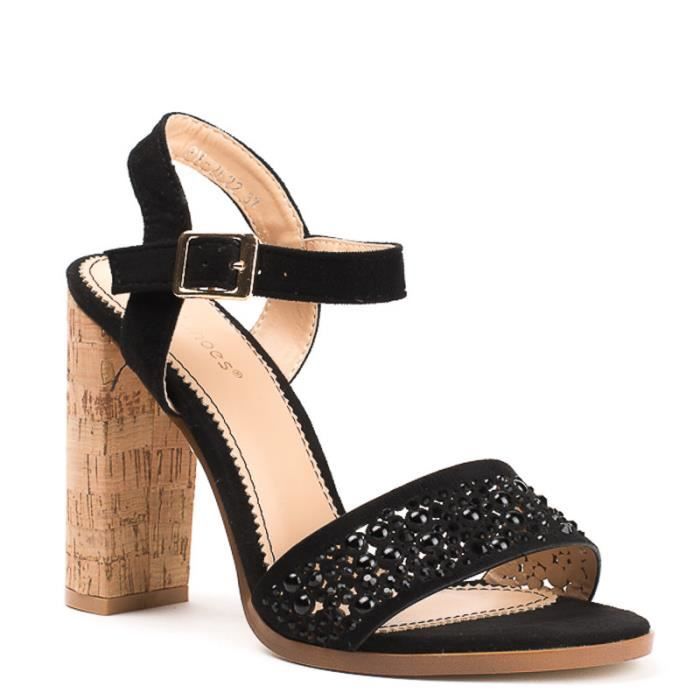 sandale talon haut carré