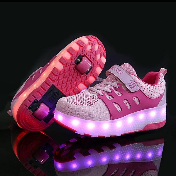 Chaussures à Roulettes Rétractables LED Pour Enfants - Baskets Patins Lumineuses