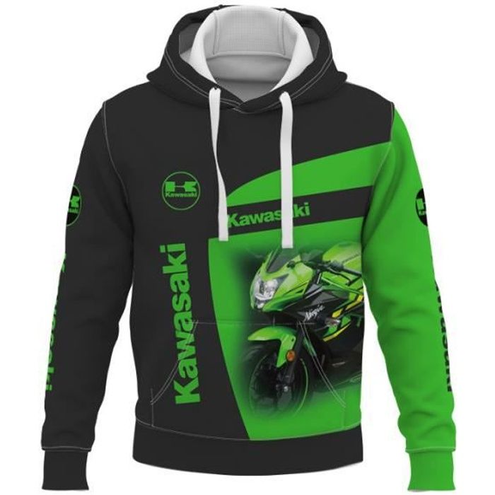 Pull homme long Motorcycle Racing imprime numerique Kawasaki FR45FWC Noir charbon Cdiscount Pret a Porter