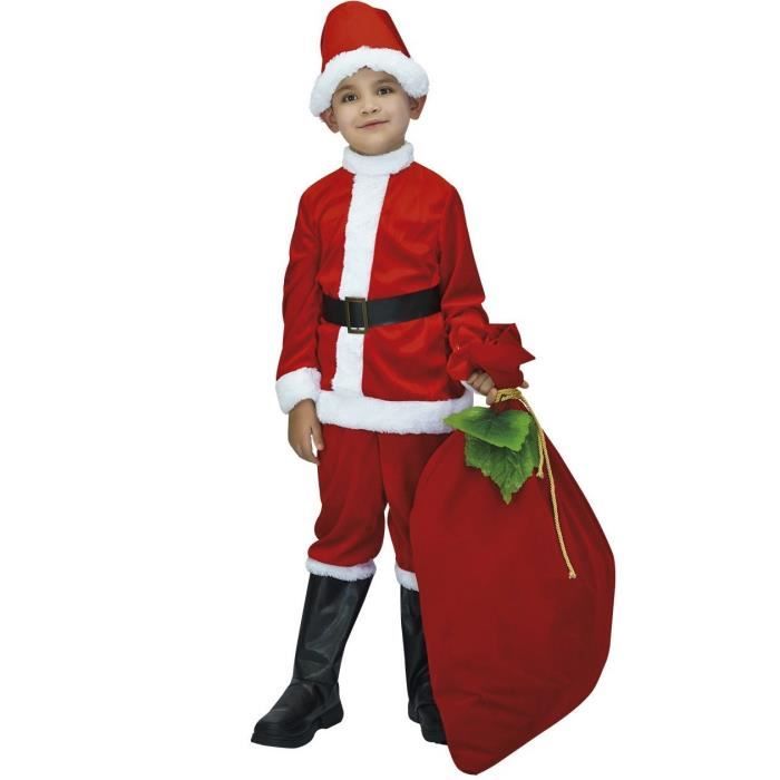 Un Petit Enfant Dans Un Costume De Père Noël Rouge Joue Par Une