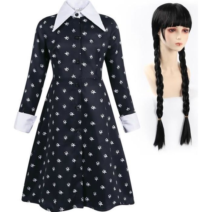 Jurebecia Robe à Manches Longues à Revers La Famille Adams Wednesday ...