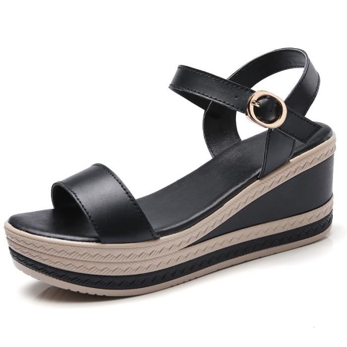 Sandales à Talons Plateforme Femme été 40 Noir – Talons 10cm
