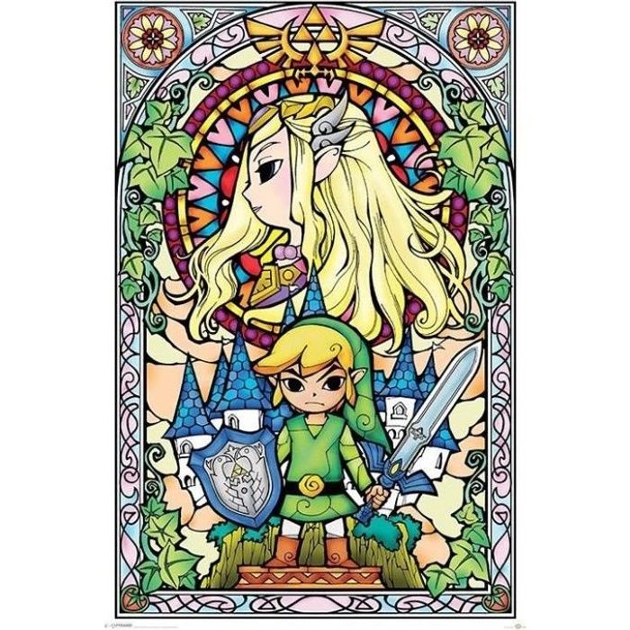 Poster - PYRAMID - The Legend of Zelda - Vitrail - Multicolore - Rectangulaire