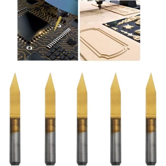 10 Fraises CNC En Carbure Revêtues Titane - Diamètre 1.7 Mm, Tige 1/8" | Pour PCB, Métal, Bois, Plastique - 7