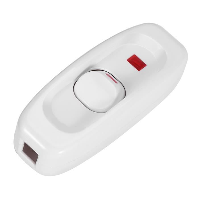 Shipenophy Interrupteur en ligne ON/OFF 250 V 10 A blanc avec voyant LED pour lampe de table
