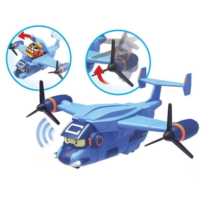 Jouet Robocar Poli - Avion De Transport Avec Lumières Et Sons - Hélice Tournante 360° - À Partir De 3 Ans - Piles Non Incluses