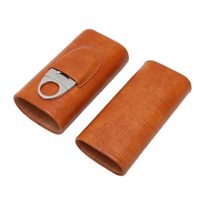 Cigare Cubain Étui à Cigares En Cuir Scotte - Boîte Portable Avec Cèdre Et Cutter Inclus - Parfait Pour Voyage étui Portable Cèdre