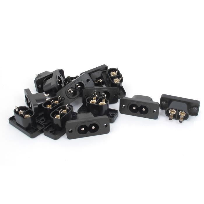 Sourcing Map 15Pcs AC 250V 2.5A IEC320 C7 Mâle Montage