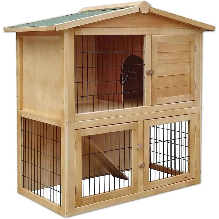 Meilleurs prix pour lionto Clapier Bois pour Lapins Petit enclos Animaux Clapier d’extérieur 98x54x100 cm6
