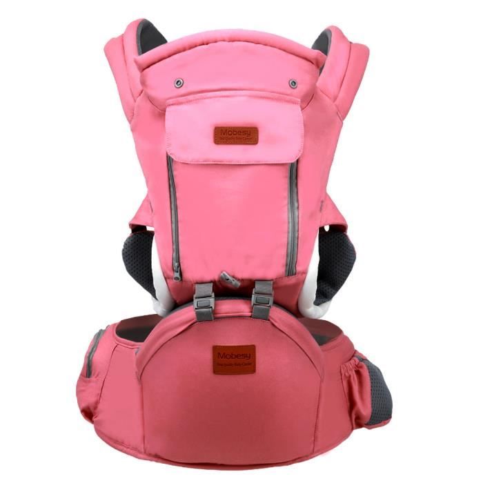 Porte-Bébé 9 En 1 DROMADER Ergonomique Rose - Siège Hanche 4-36 Mois Avec 9 Positions