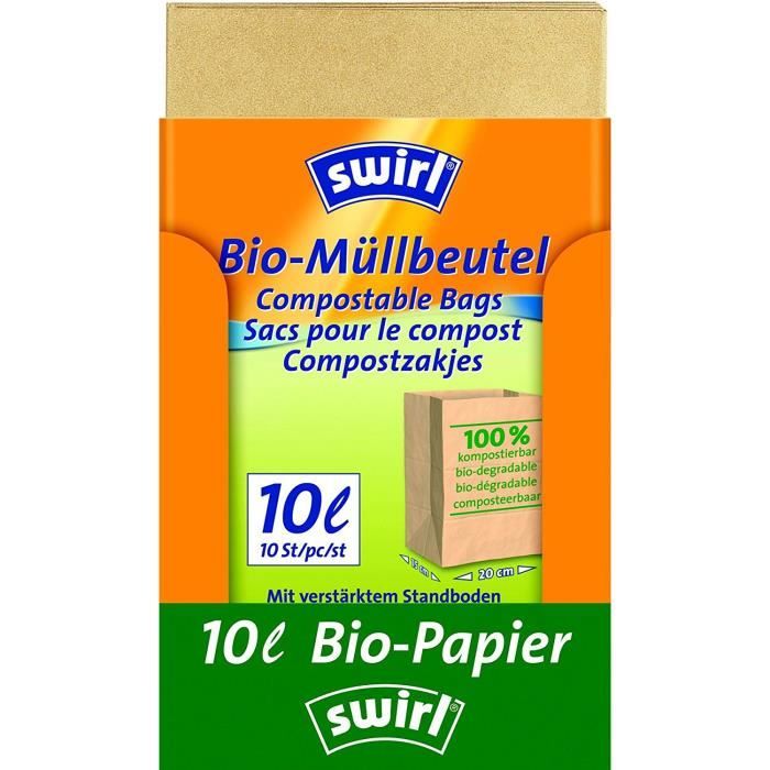 Swirl Lot de 7 x 10 sacs poubelle biologiques en papier 10 L 