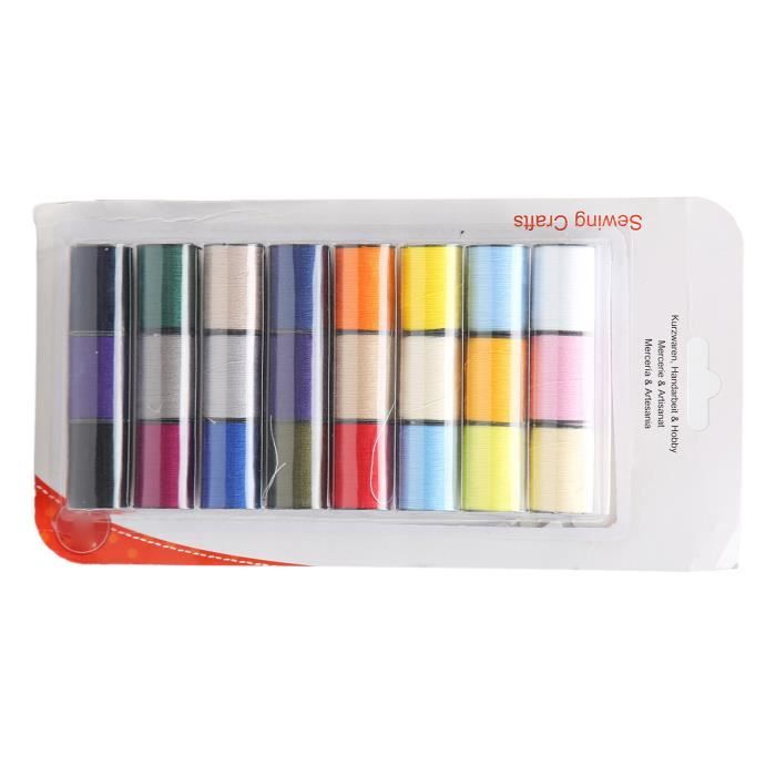 Tbest Fil pour machine à broder 24 rouleaux de fil à coudre à la main