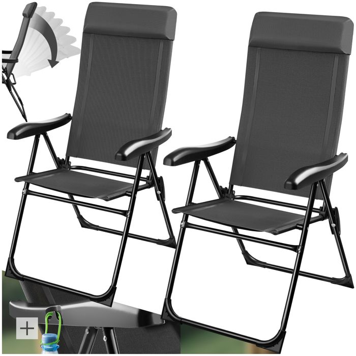 Lot De 2 Chaises Pliantes Aluminium Et Textilène – Pour Camping – 82x57x55 Cm – Neuf