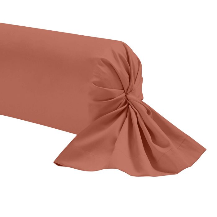 TERRE DE NUIT Taie de traversin terracotta 100% coton 160 cm - Orange - Fabriqu&eacute; en France -  