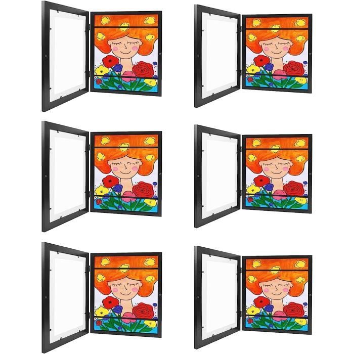 Cadre à Dessin Enfant A4 Changeable – Stockez Et Affichez Jusqu'à 120 Œuvres D'Art ! Noir Magnétique